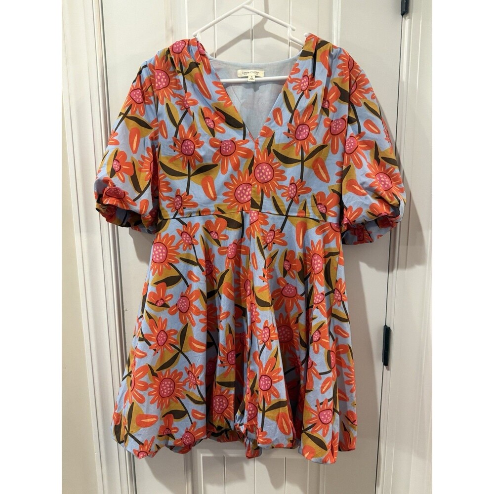 Carole Christian Dress Bright Color Size Small Puff Hem And Sleeves